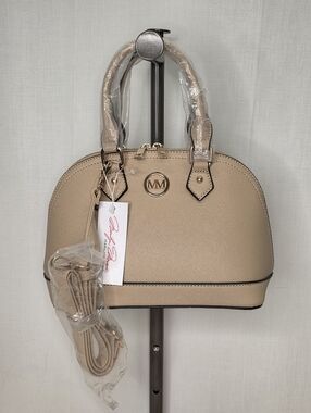 NWT Marilyn Monroe Tan Saffiano Dome Satchel & Crossbody Bag